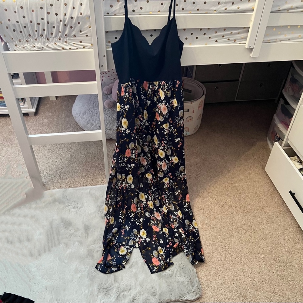 Beautiful floral and navy maxi dress
